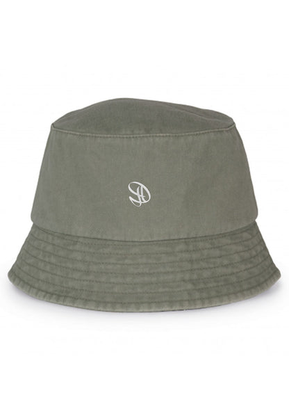 DEZHA DH BUCKET – 280 GSM Bucket Hat mit ausgewaschenem Acid-Wash-Look, gesticktem DEZHA Logo und 7 Ziernähten.