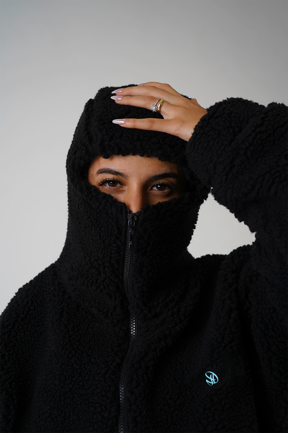 jacke, streetwear, fashion, black, fleece, fit, oversize, font, light blue, trending, ninja, winter